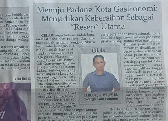 Menuju Padang Kota Gastronomi: Menjadikan Kebersihan Sebagai "Resep" Utama